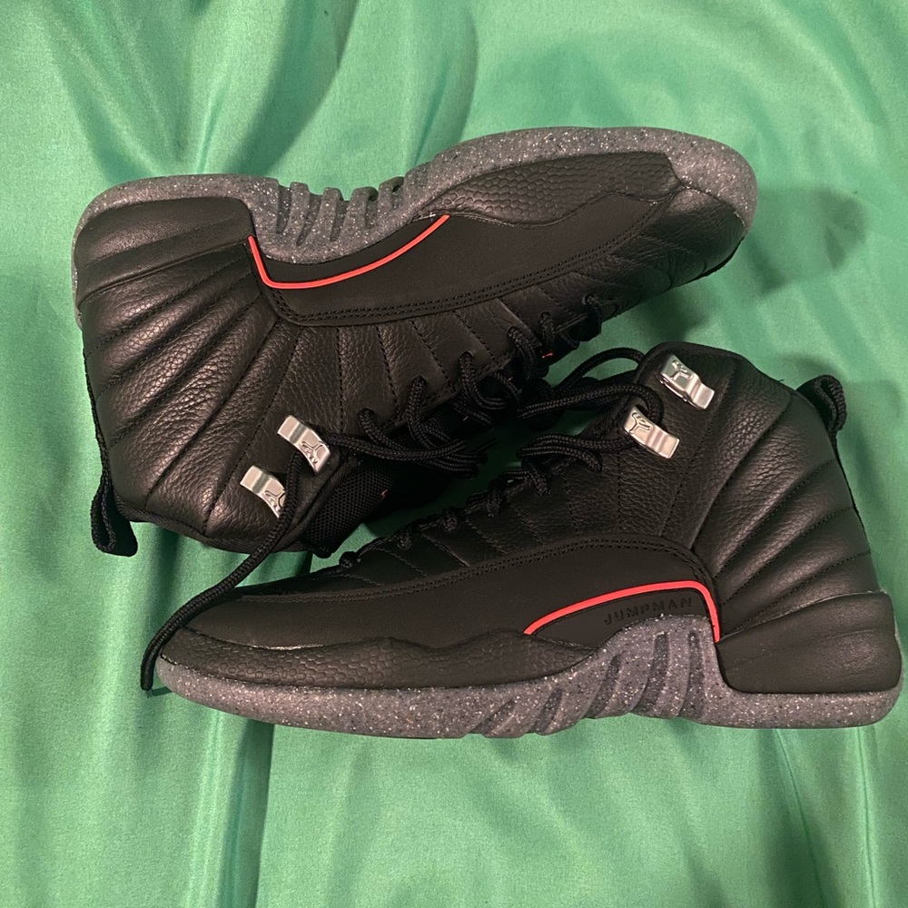 Jordan Black and Gray 12s Sneakers
